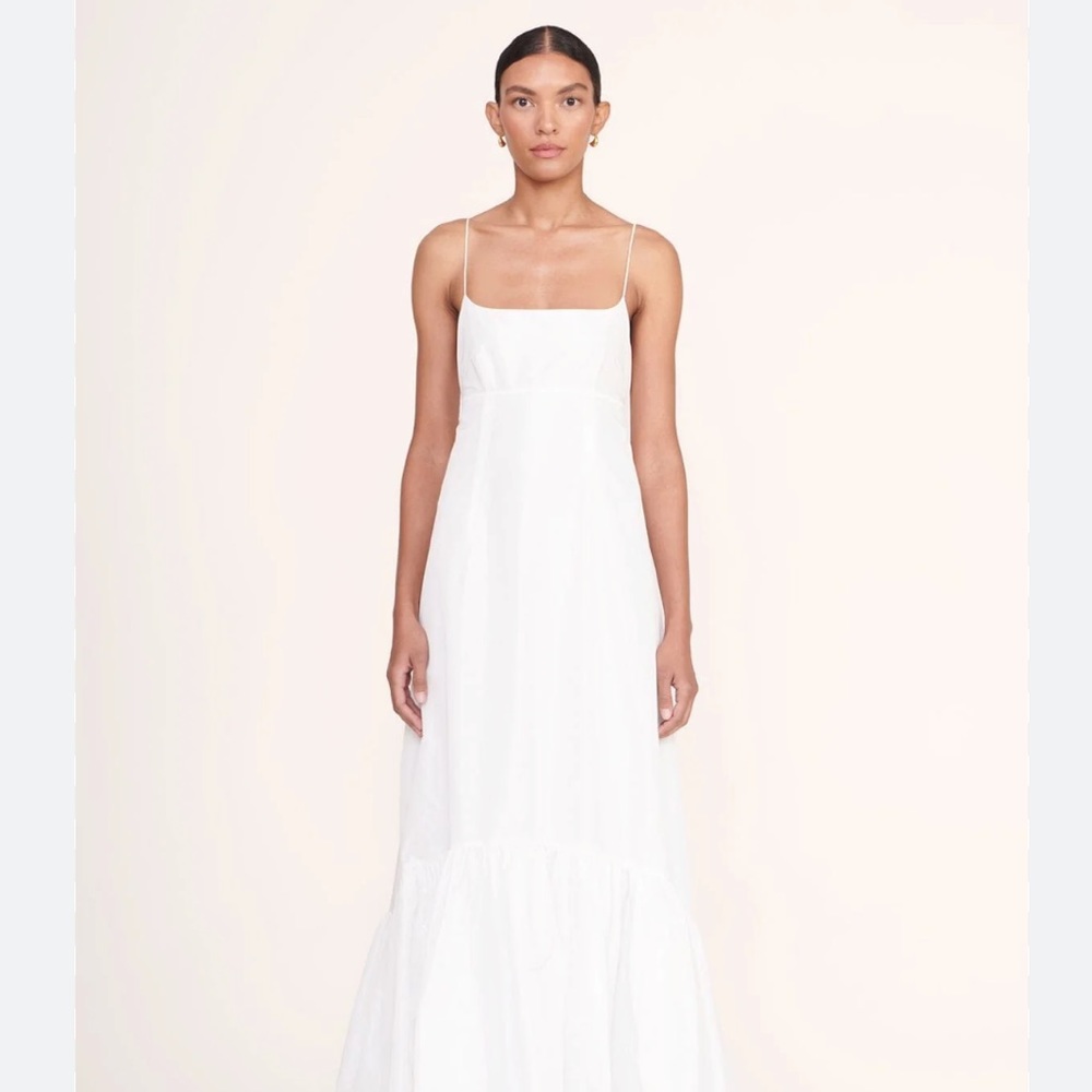 STAUD White Sleeveless Spaghetti Strap Sundress